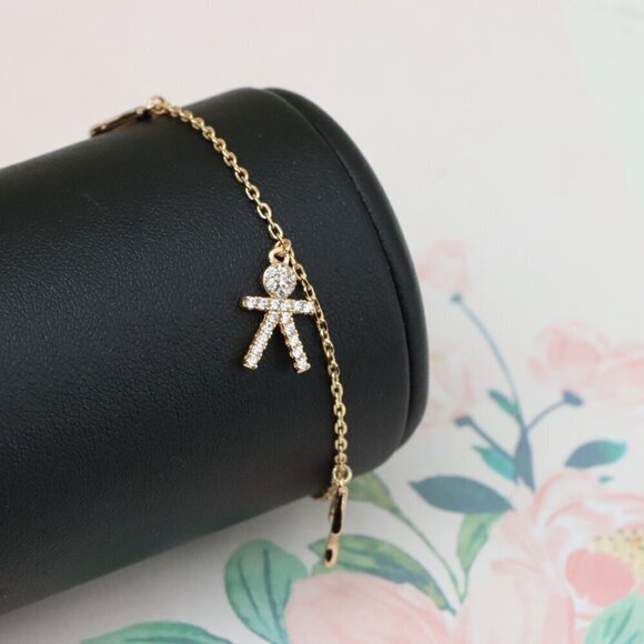 "Chic Rose Gold Charm Bracelet with Crown, Music & Stick Figure, XPBL0872 - Picture 10 of 12